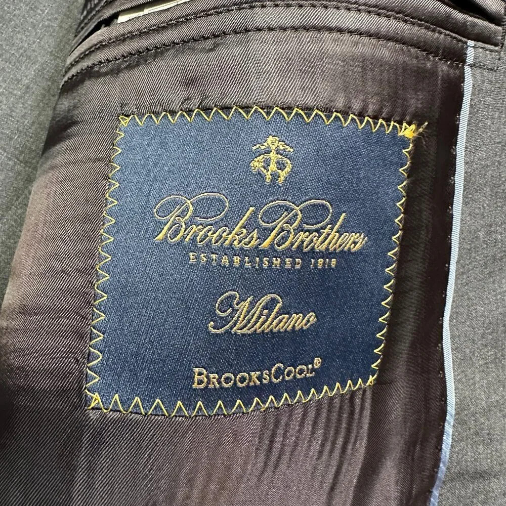 Brooks Brothers Milano Grey Suit Jacket Blazer Sport Coat BrooksCool Men's 44L